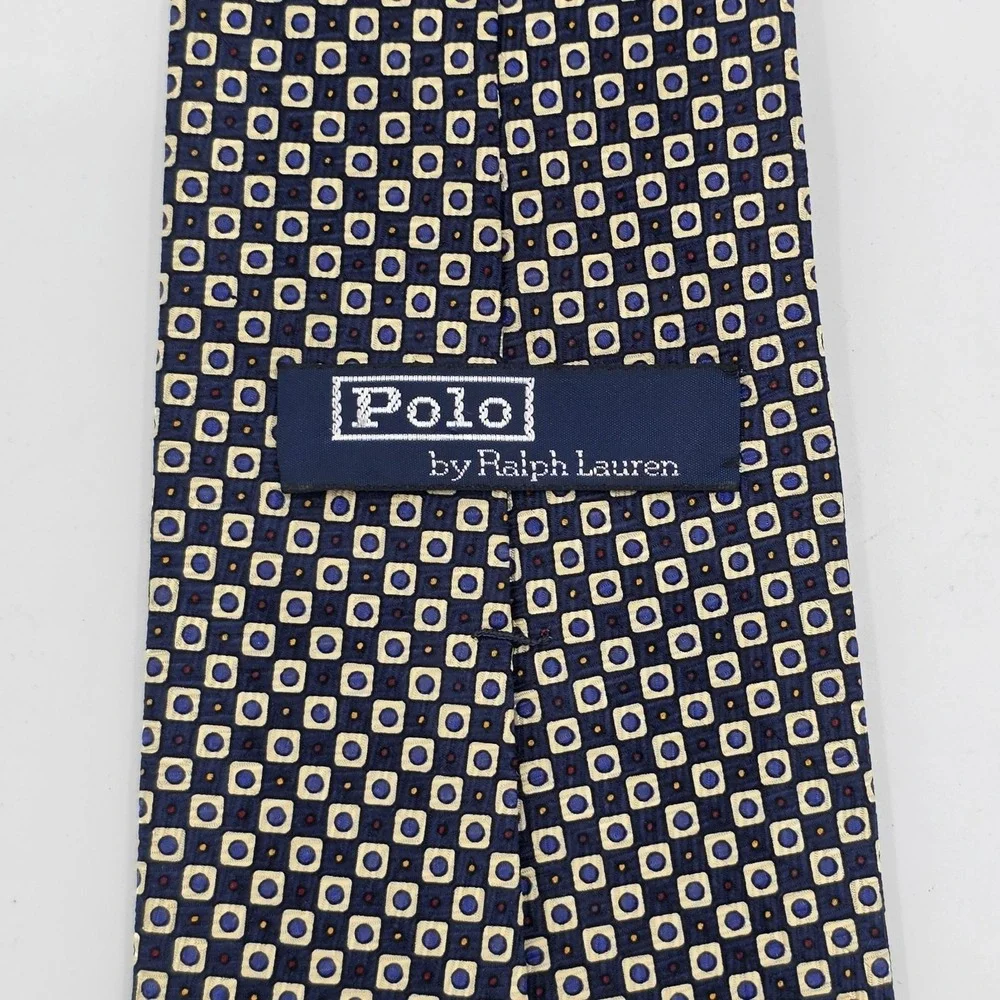 Vintage Polo Ralph Lauren Silk Tie Geometric Square Hand Woven Multicolor 54